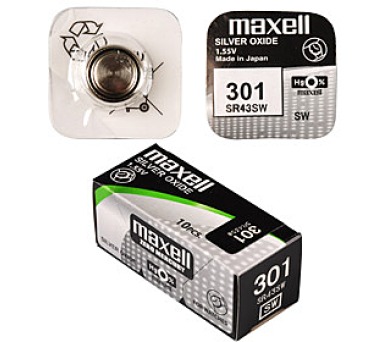 Knoflíková baterie Maxell 301 - SR43SW - SR1142SW - silver oxid