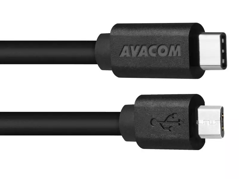 Datový a nabíjecí kabel USB Type-C - Micro USB, 100cm, černá