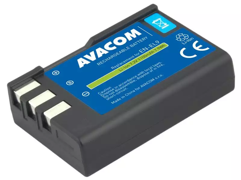 Nikon EN-EL9, EN-EL9A, EN-EL9E Li-Ion 7.2V 1100mAh 7.9Wh